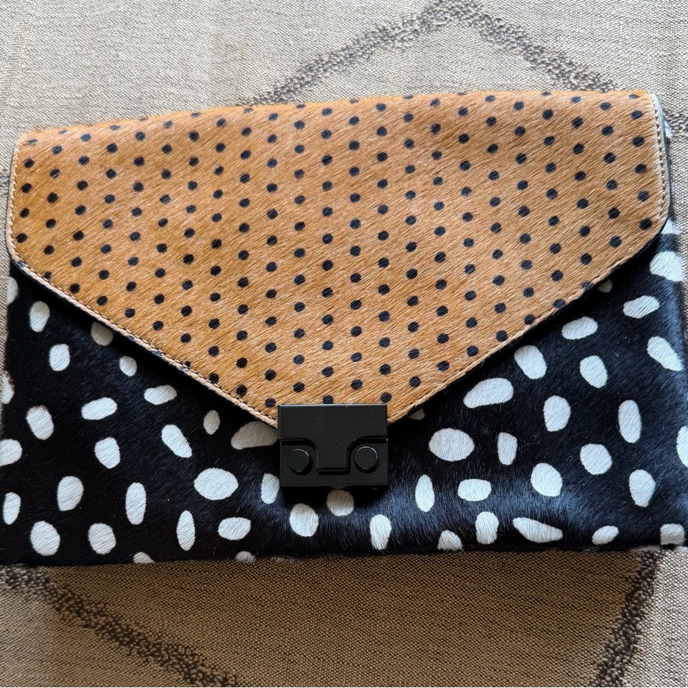 Loeffler Randall Pony Hair Printed Animal Clutch